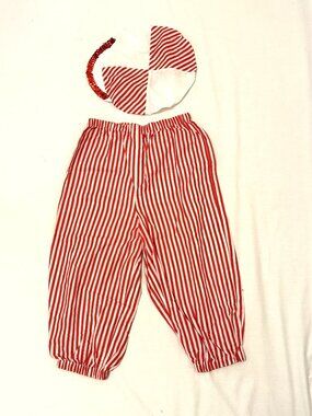 Clowncore 70s Handmade Clown Bloomers and Hat Funky Disco Sequins Red & White Sm
